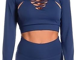 Women’s Cutout Long Sleeve Cropped Hoodie – Athletic & Yoga Top