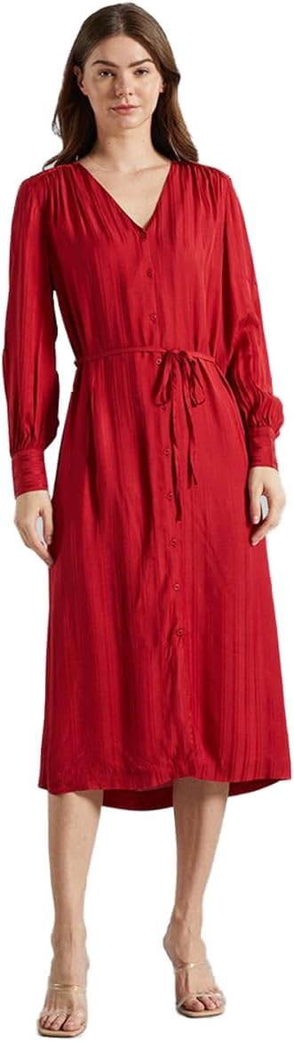 Gant Satin Stripe Relaxed Shirt Dress – Red