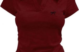 GORGLITTER Women's V-Neck Bow Ruched Fitted Tee – Asymmetrical Short Sleeve Top