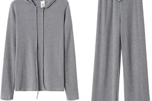 Women's 2-Piece Autumn Lounge Set – Hooded Top & Pants, Solid Color Sportswear (Grey, S)