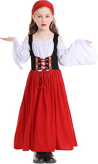 SEAUR Girls Vintage Medieval Maxi Dress – Renaissance & Victorian Style