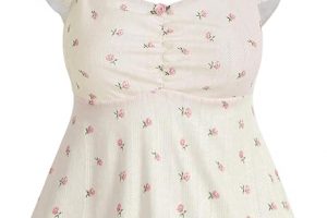 GORGLITTER Women’s Floral Lace Peplum Top – Sweetheart Neck & Ruched Cap Sleeve