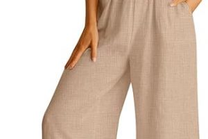 AUTOMET Women’s Summer Linen Two-Piece Lounge Set – Crop Tank & Long Pants with Pockets