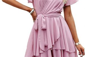 Lunaria V-Neck Ruffle Mini Dress – Tie Waist Pleated Summer Dress for Women