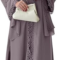 Elegant Lace-Trim Abaya Set with Sleeveless Inner Dress & Chiffon Hijab – Lightweight & Breathable Spring/Summer Wear